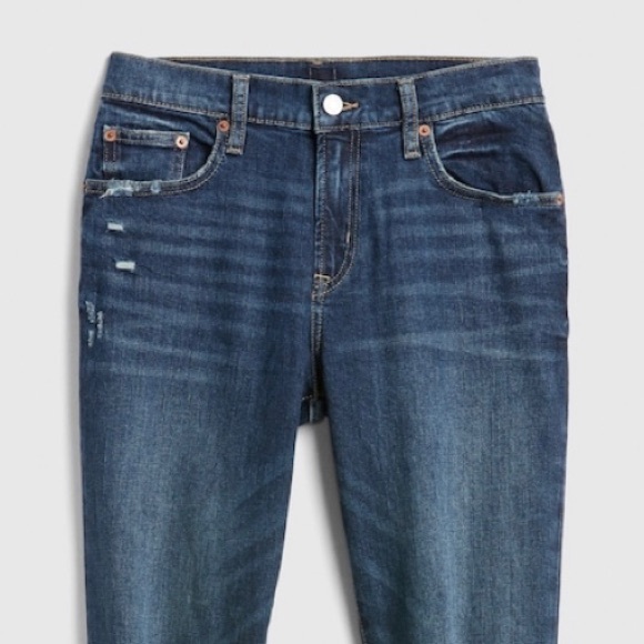 GAP Mid Rise Distressed Girlfriend Jeans - Picture 3 of 8